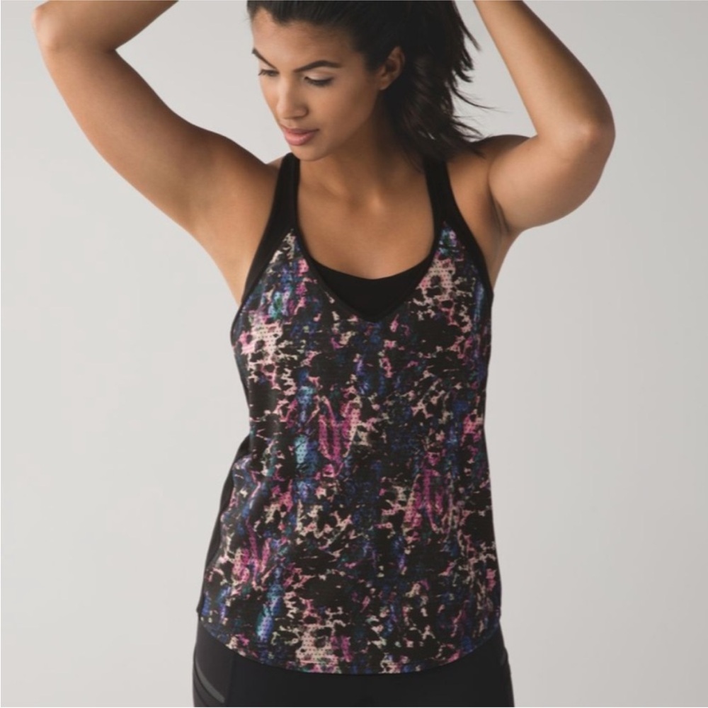 Lululemon Breezy Singlet Floral Sport Black Multi